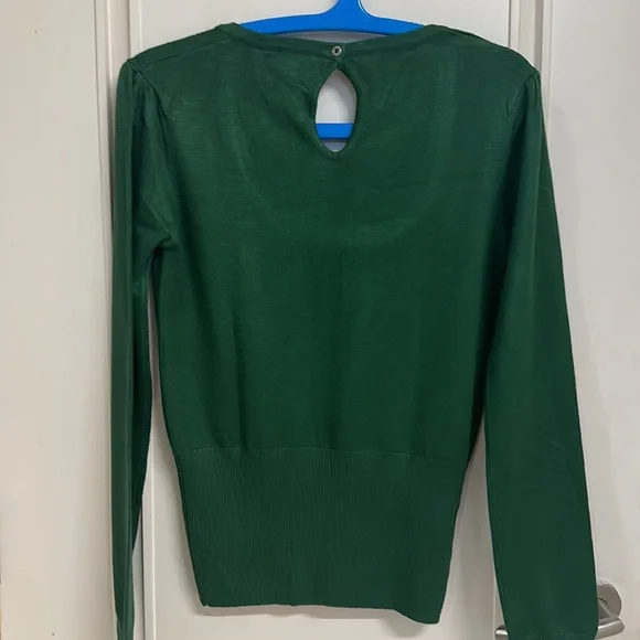 Mango sweater / jersey with stretch, U-neck and long sleeves in green! Size UK L - Picture 10 of 13